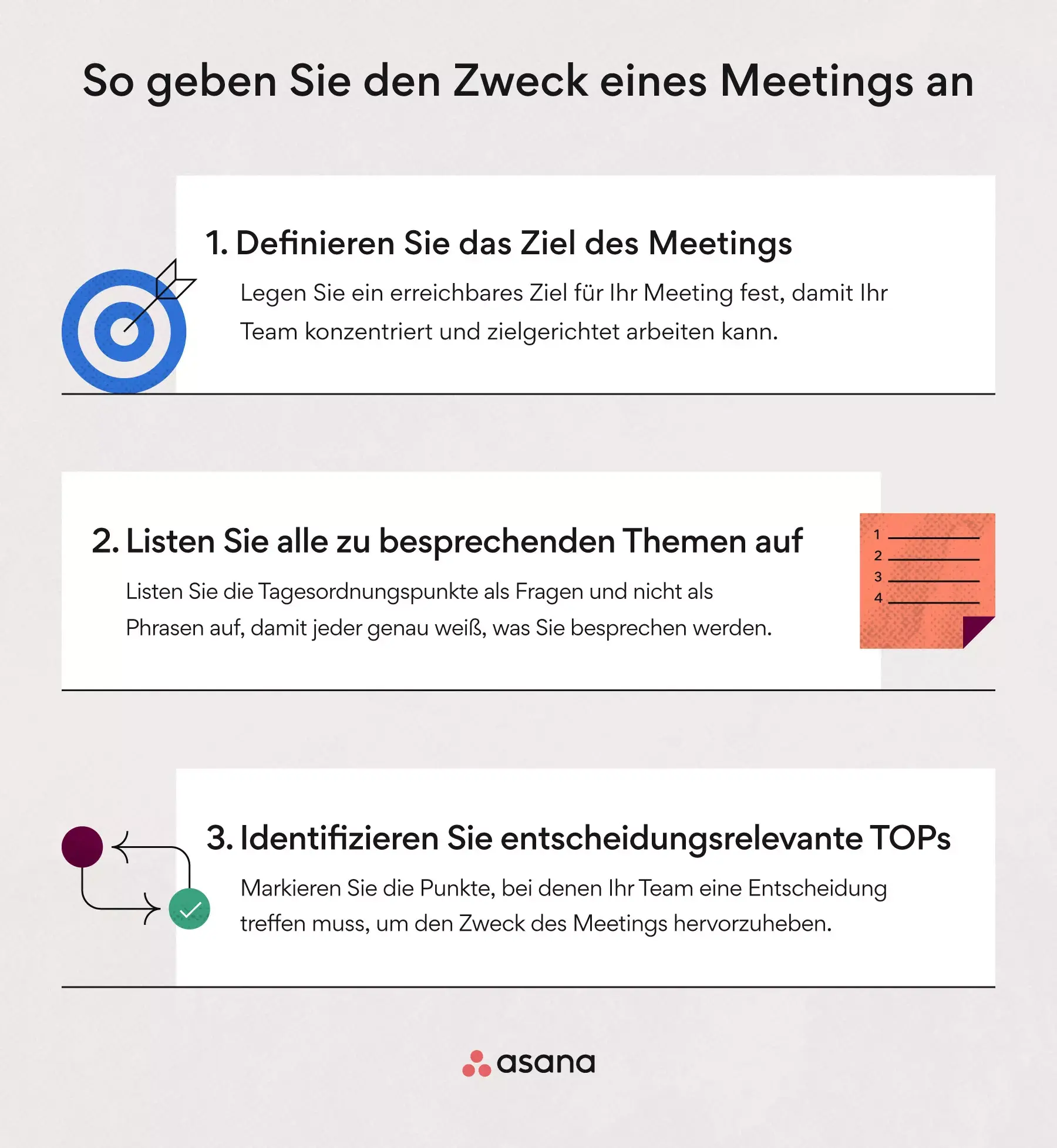 So geben Sie den Zweck eines Meetings in der Tagesordnung an