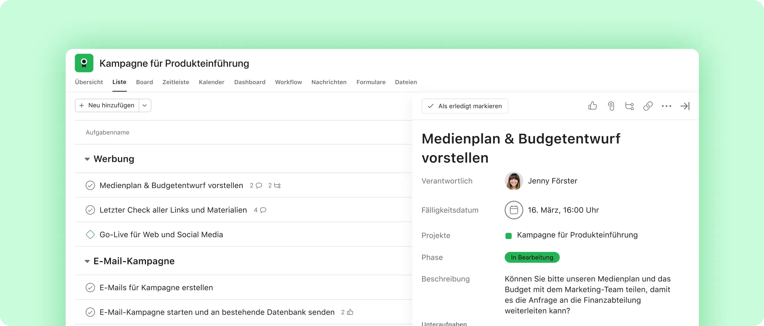 Tasks screenshot in Asana
