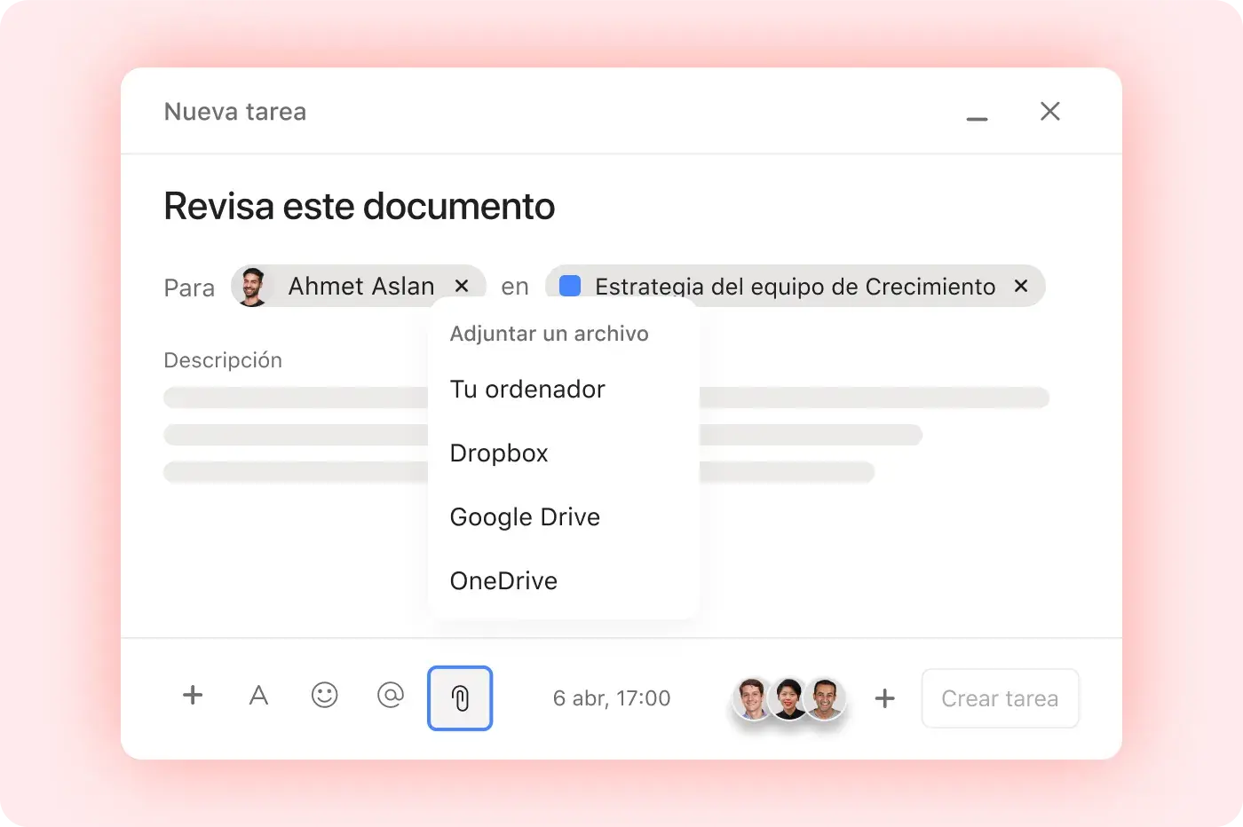 Ícono Crea una tarea