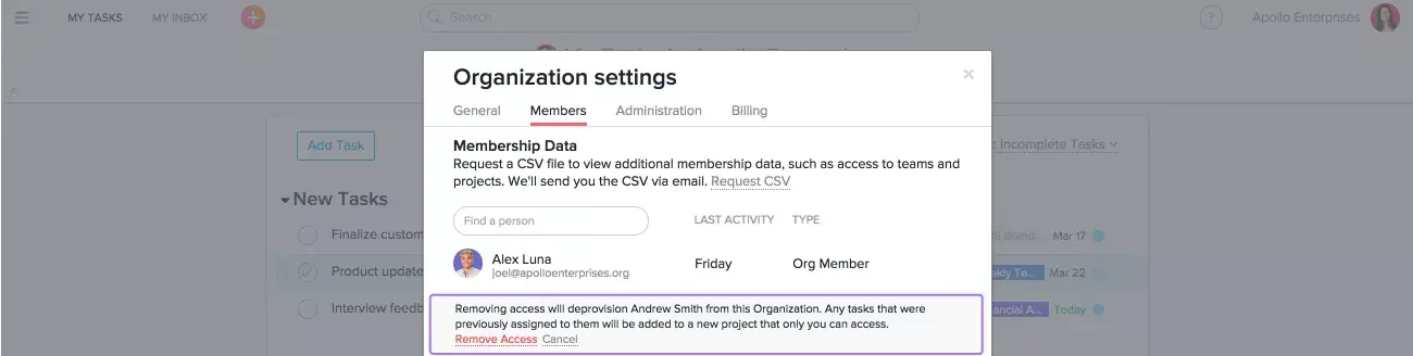 Organization settings