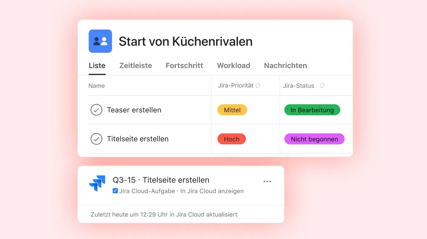 Einführung von Küchenrivalen in der Listenansicht: Abstrakte Asana-Produkt-UI