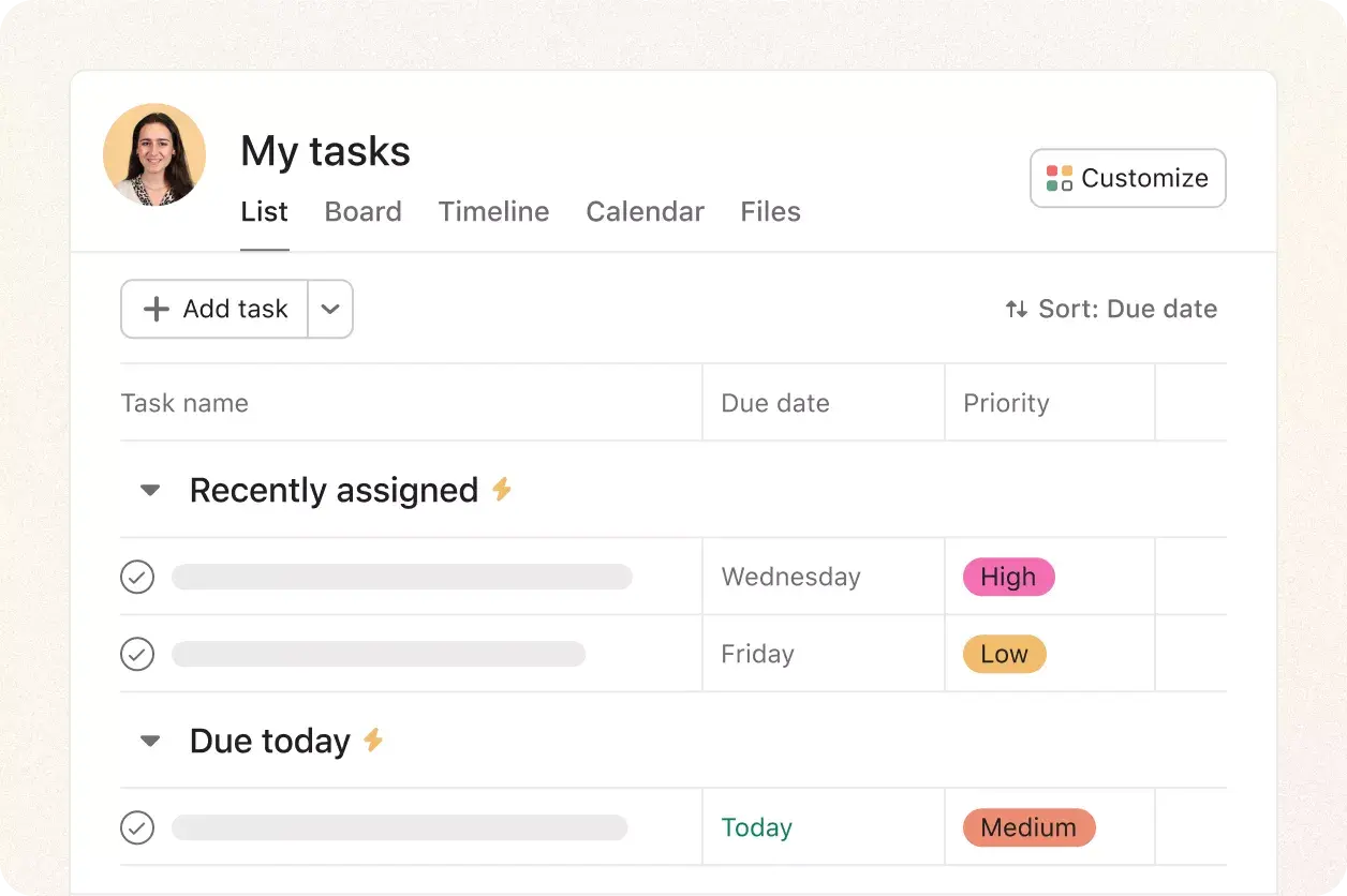 Personalize your task list icon