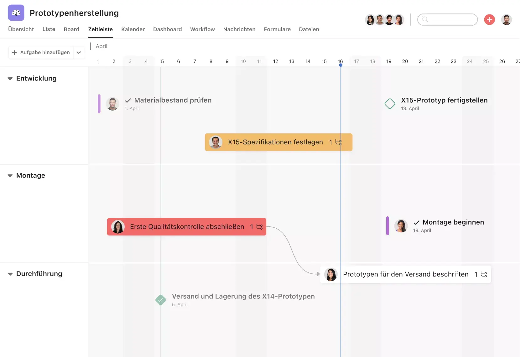 Asana-Produkt-Screenshot