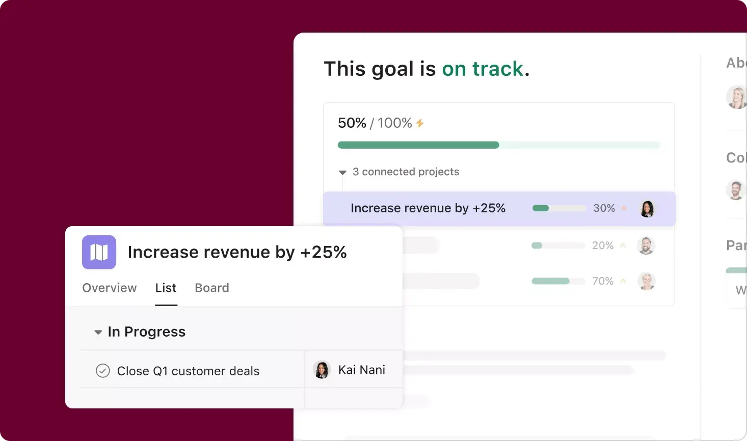 Asana on Asana goal management goal product UI