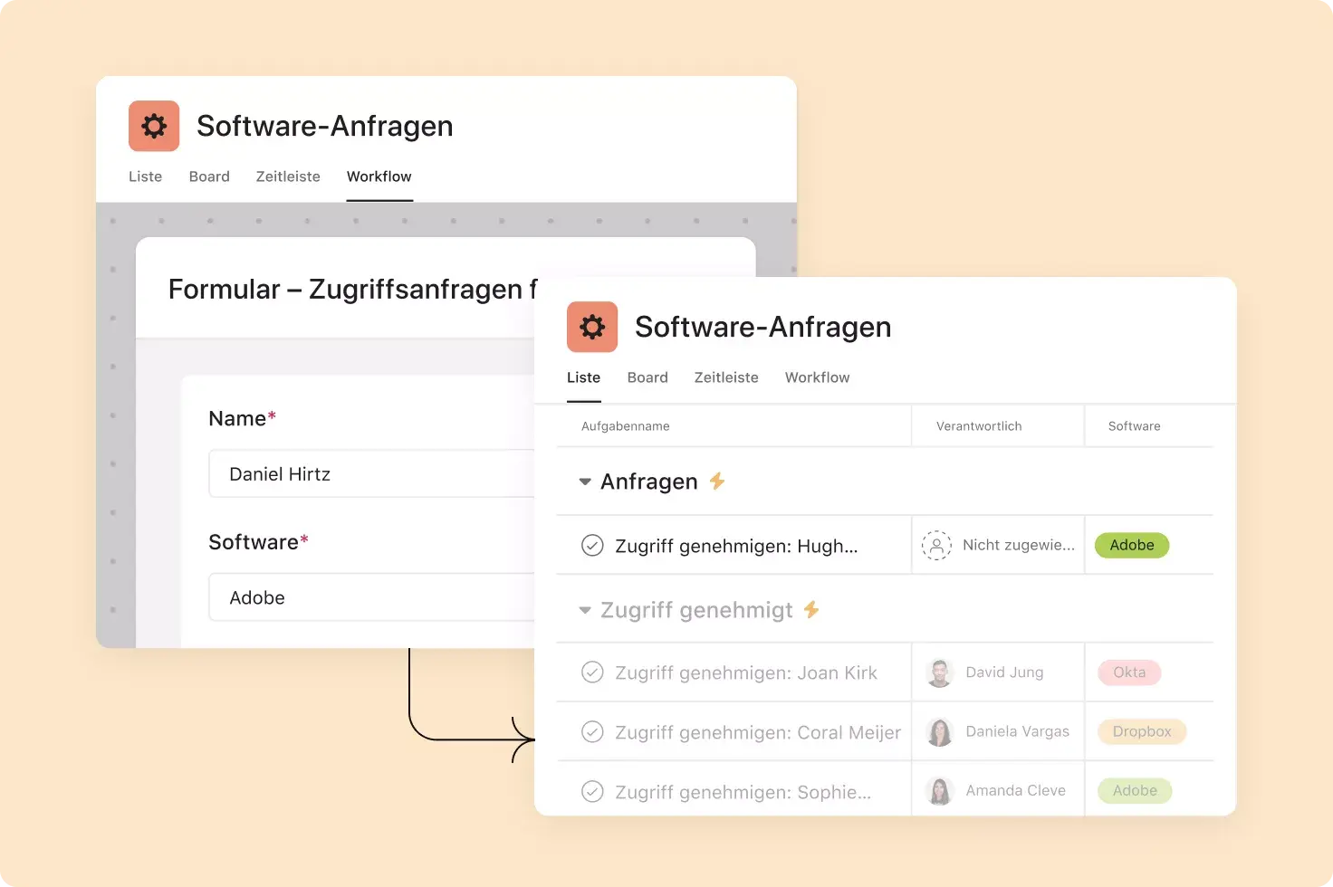 Die Erfassung mit Asana kategorisieren