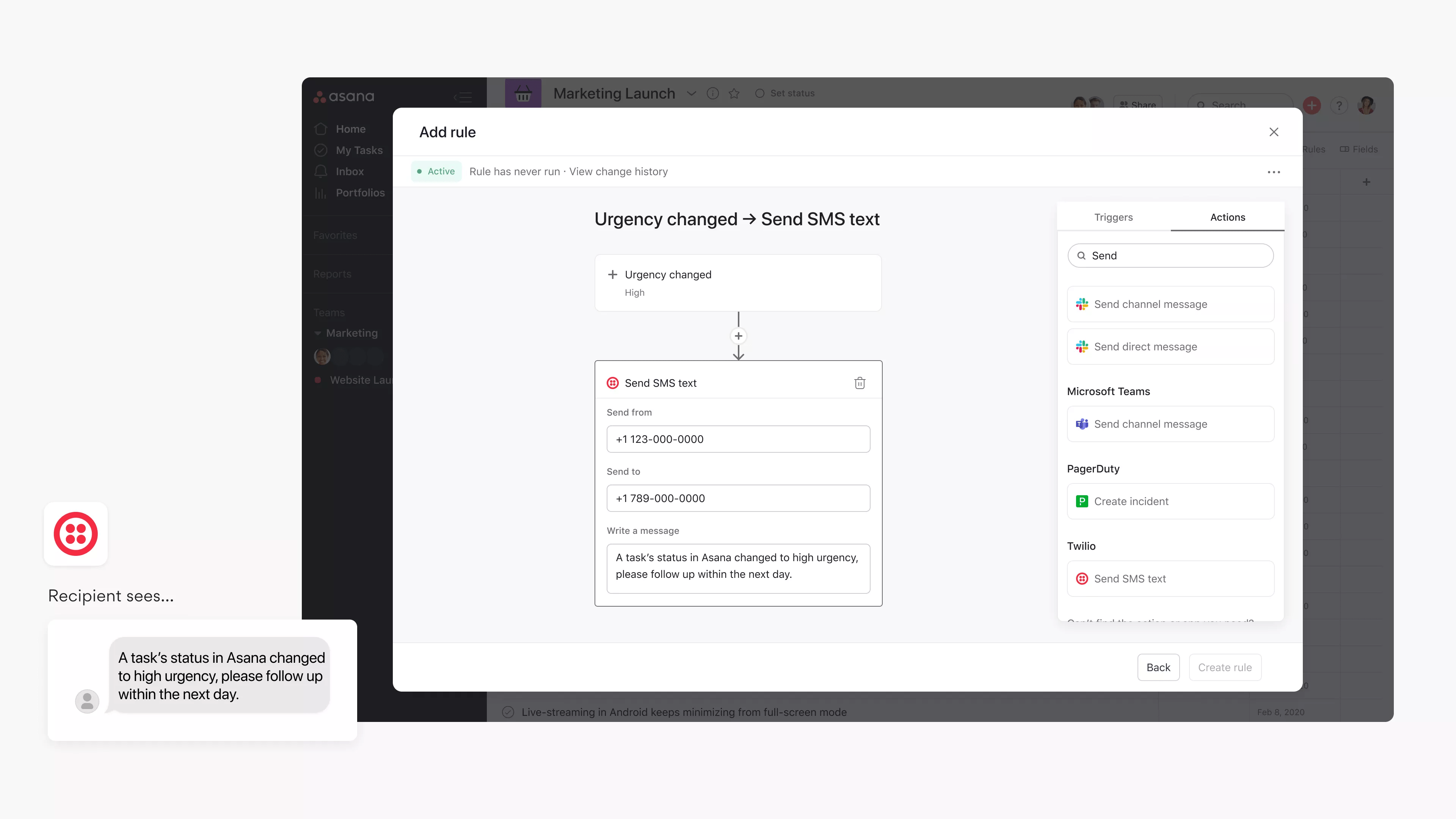 Twilio Asana Asana