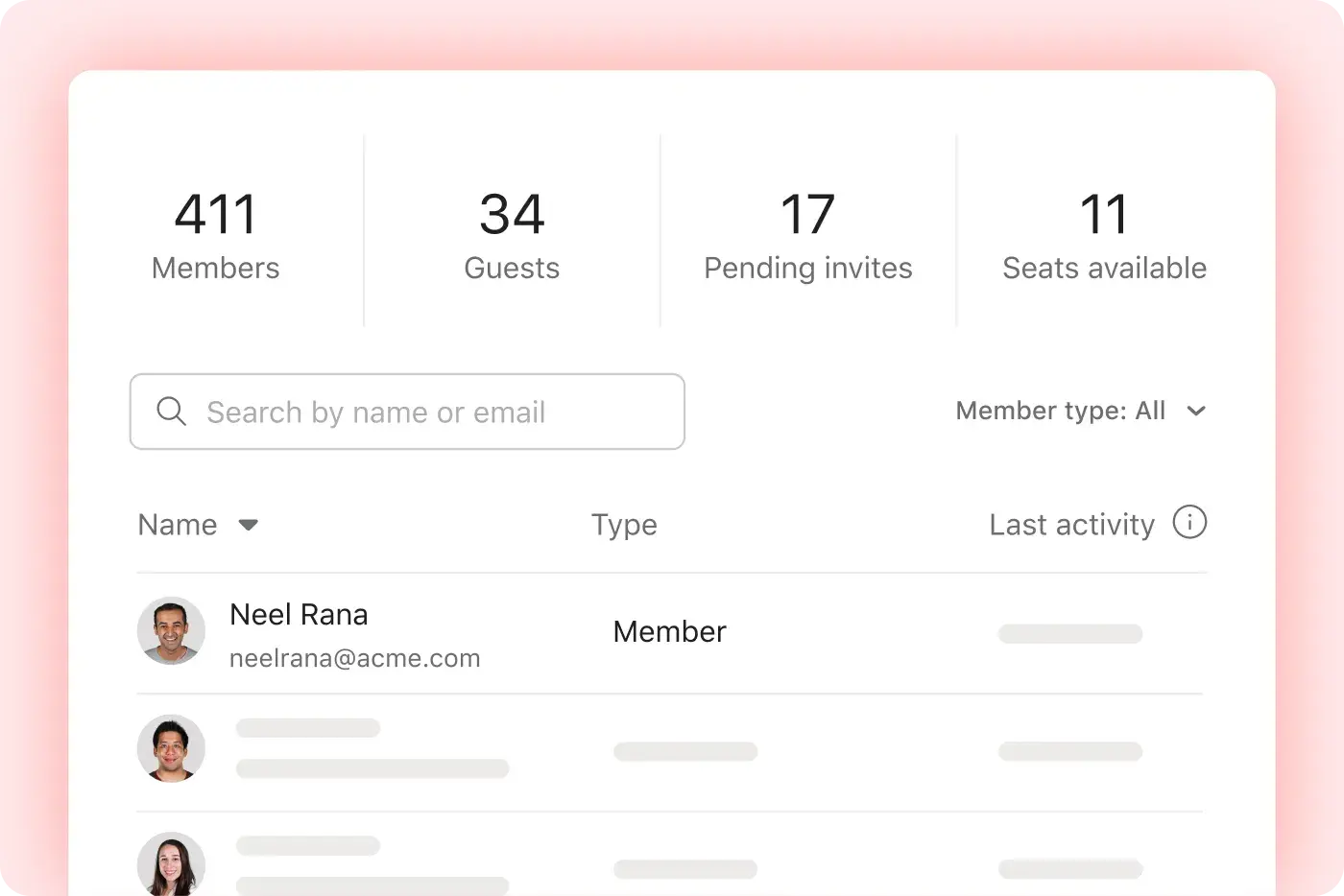 Manage users and edit your plan UI