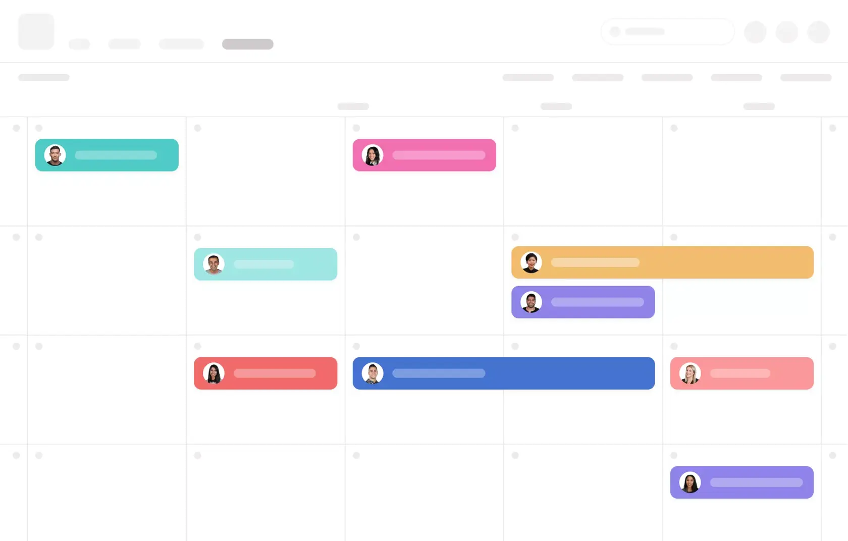 [Product UI] Example calendar layout with abstracted UI (Calendar view)
