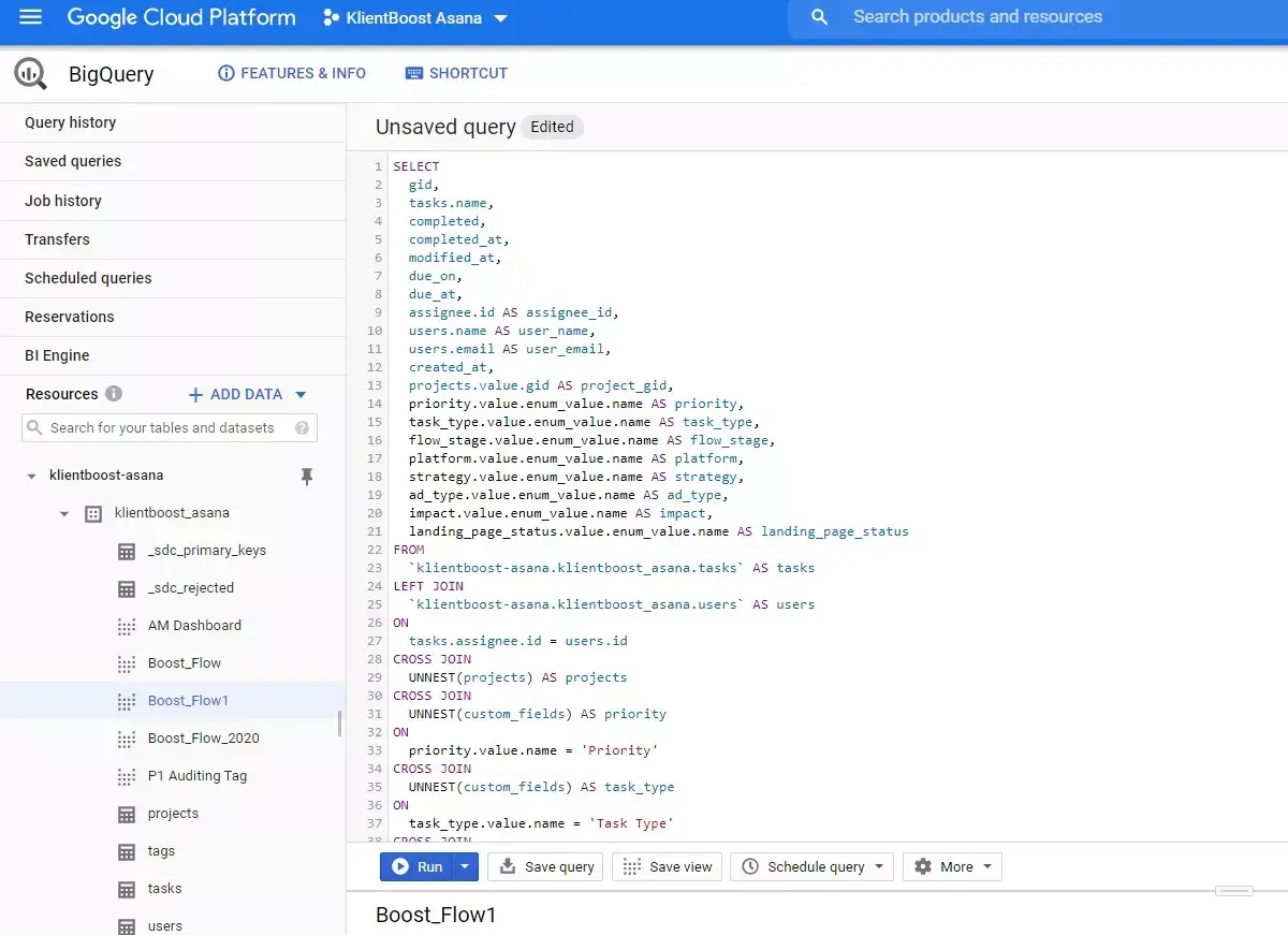 Klientboost SQL query 