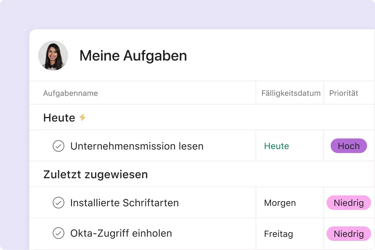 Onboarding von neuen Mitarbeitern in Asana