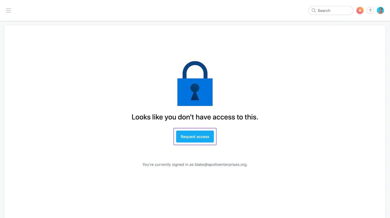 screen that displays the option to request access to a private project