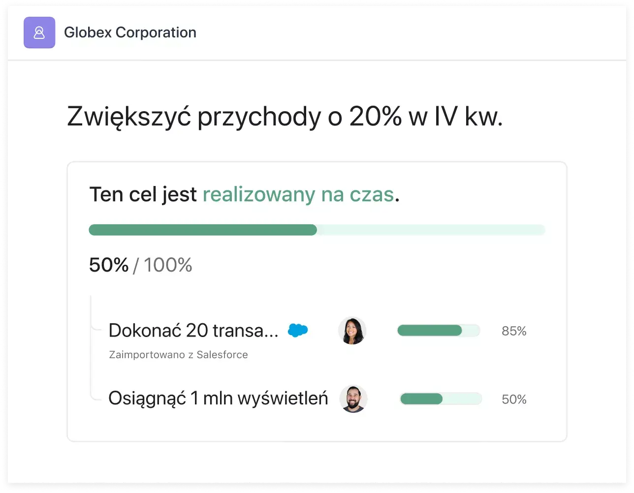 Status celów w Asanie