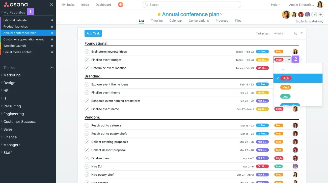 Color coding in Asana