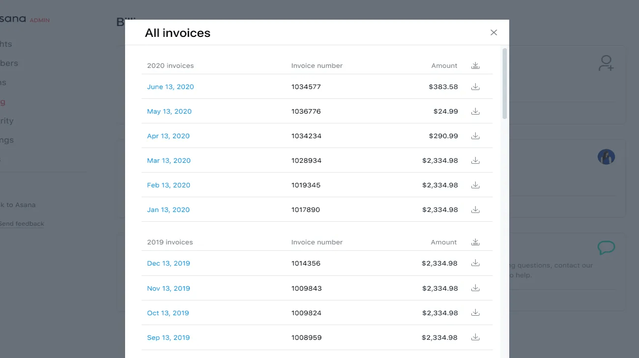 Payment methods and invoices