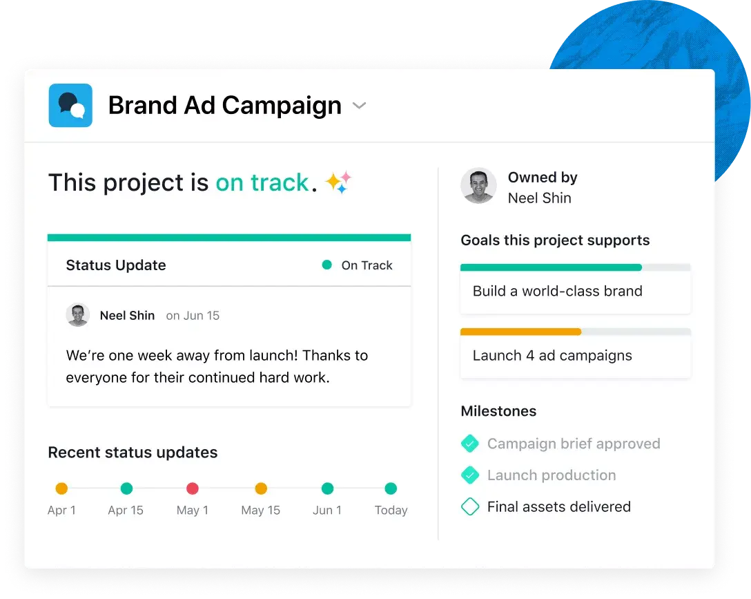 Share project status updates in Asana