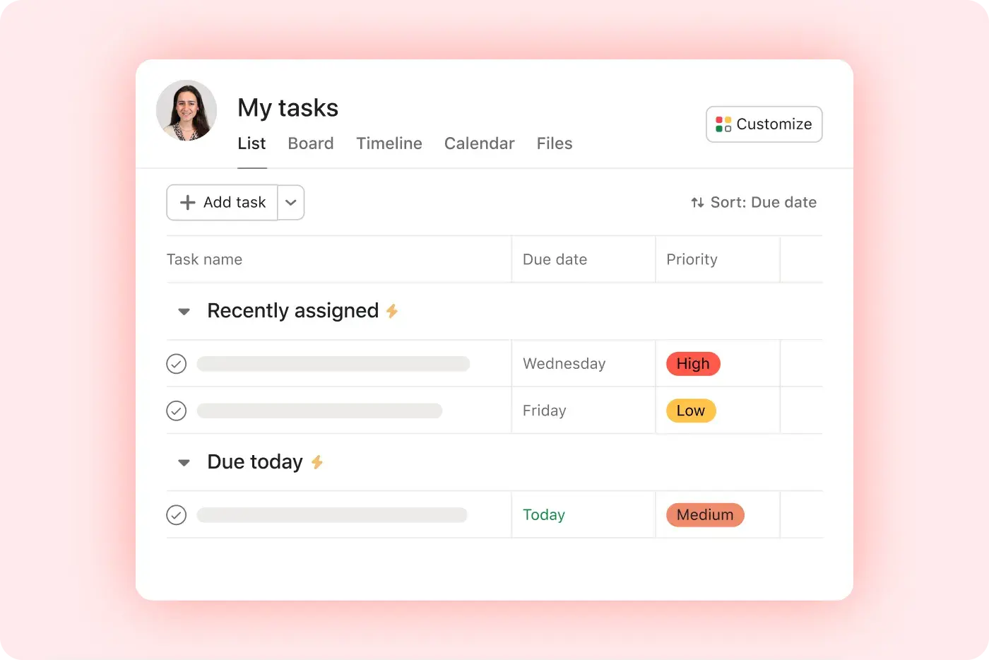 Personalize your task list icon