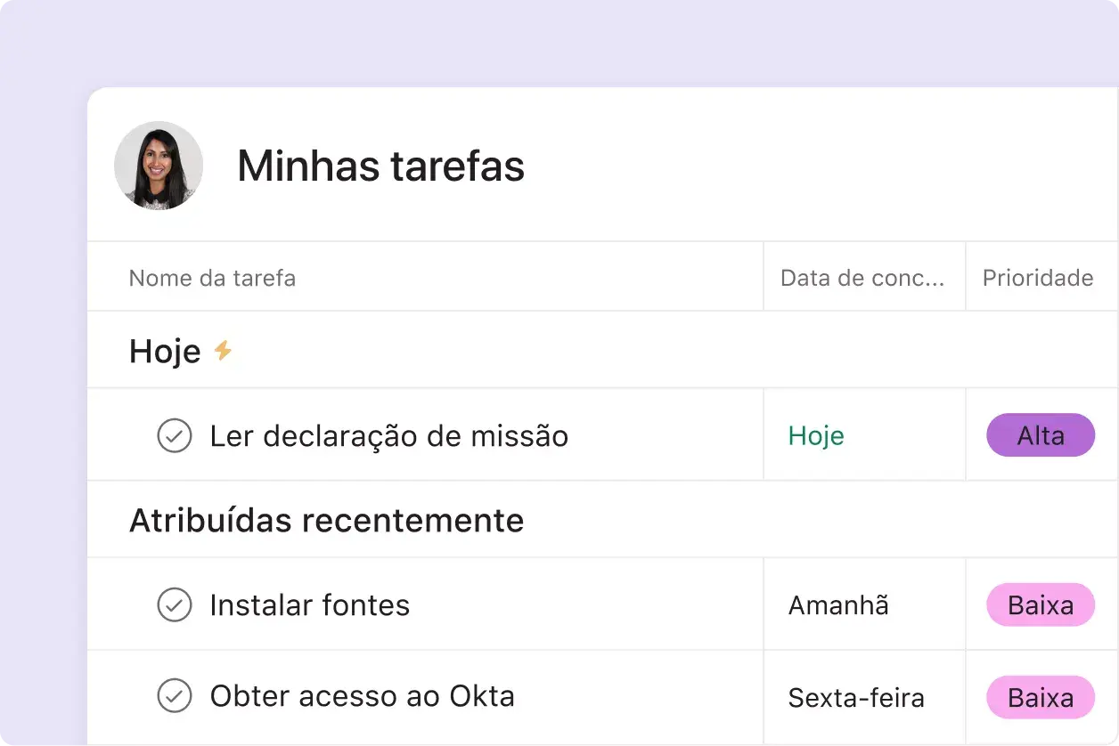 gerir a integração na Asana