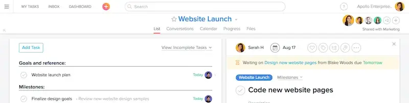 Product UI: Website launch task