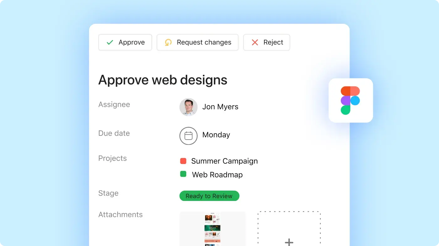 Asana-produktgränssnitt för designgodkännande för kampanjinnehåll