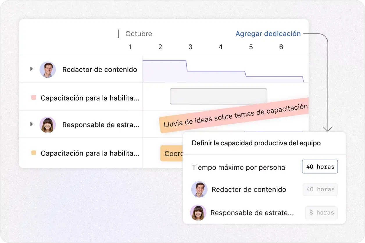 Ícono Redistribuye las tareas sin trabajar de más