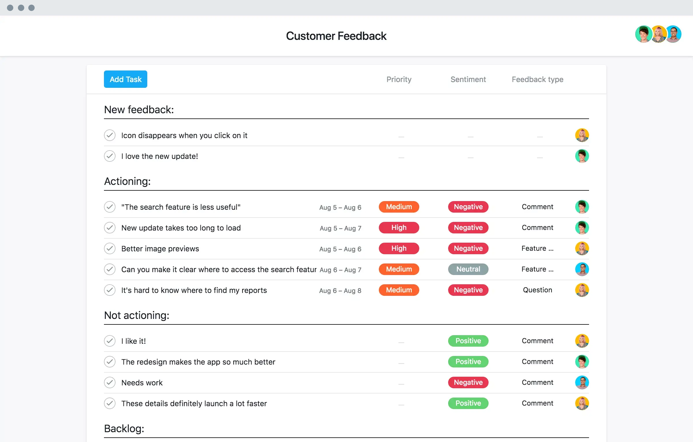 [Modelli] Gestione dei feedback dei clienti (immagine della scheda)