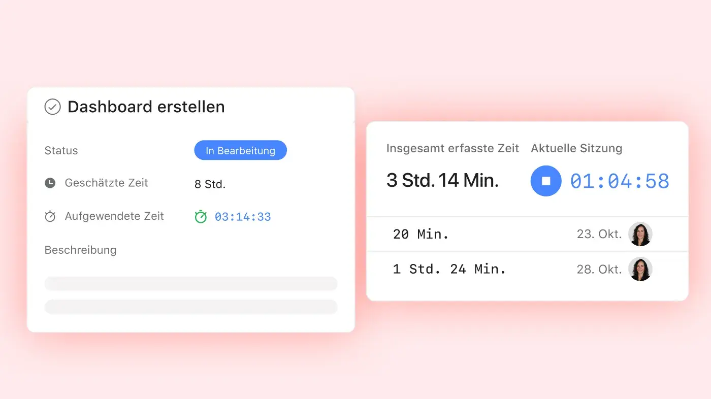 Bild eines Mitarbeitenden, der sein Asana-Dashboard überprüft: Abstrahierte Asana-Produkt-UI