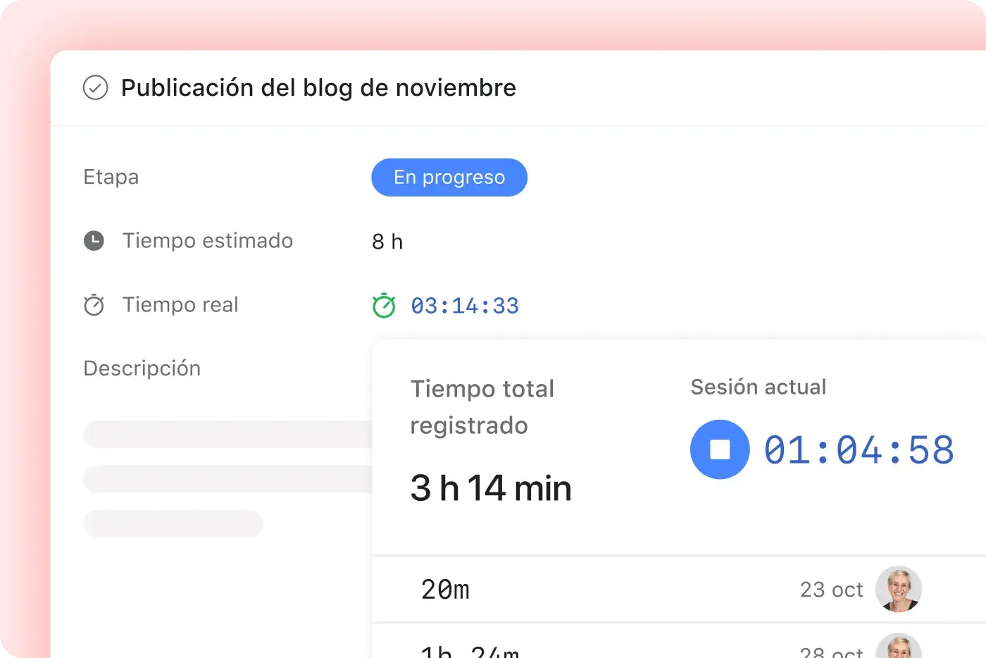 Ícono «Seguimiento del tiempo»