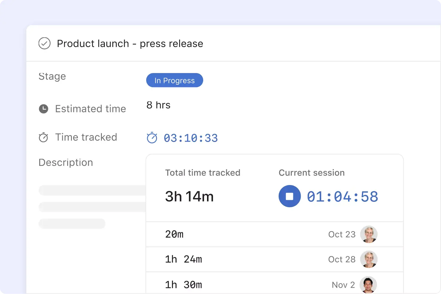 Time tracking in Asana