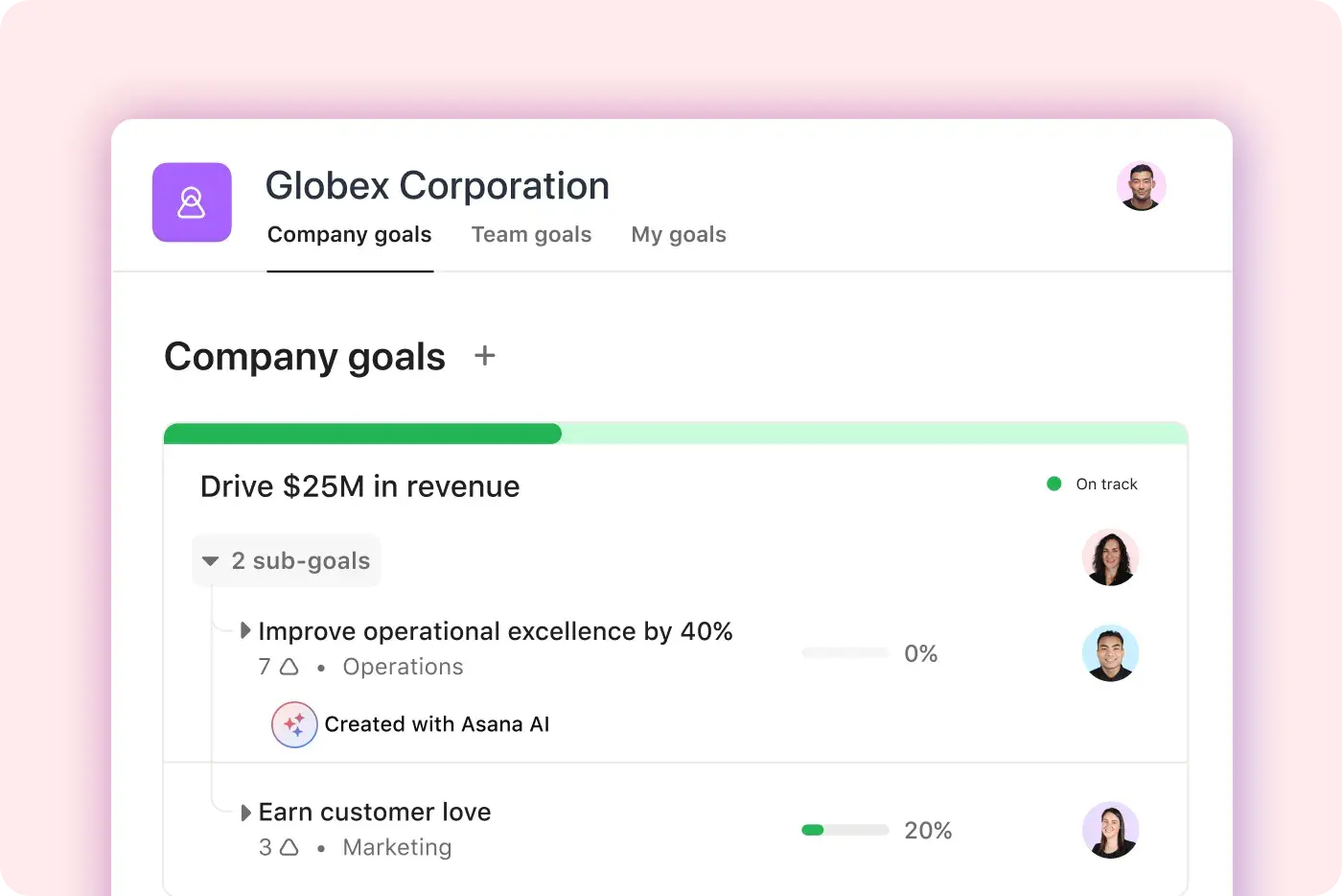 Stay focused Asana UI