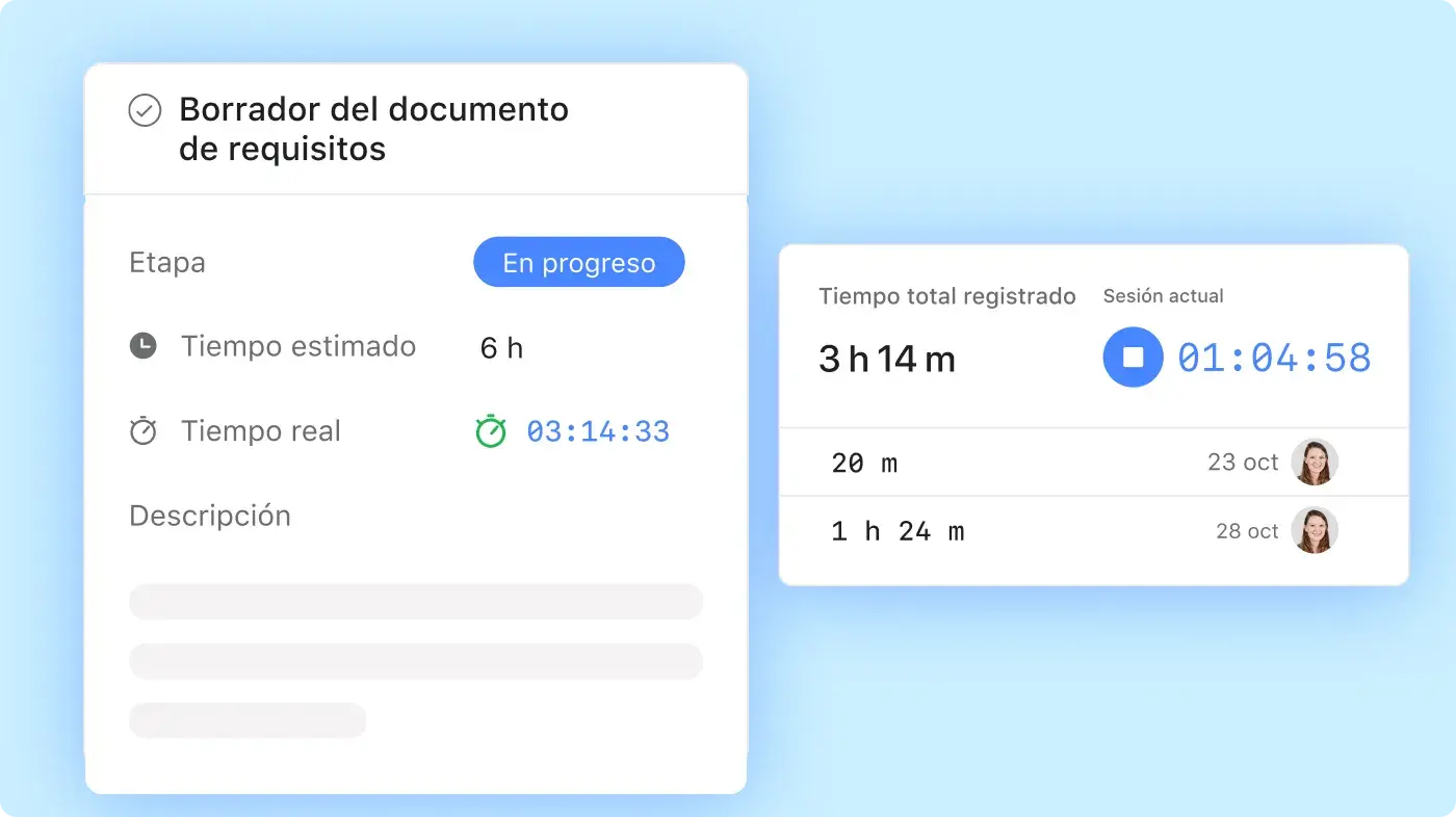 Empleado que trabaja en la planificación de un proyecto en la interfaz de usuario de producto de Asana