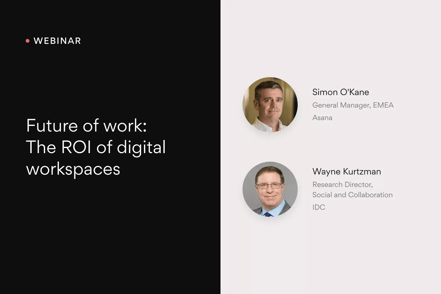 Future of work: The ROI of digital workspaces Asana Webinar 2021 banner image