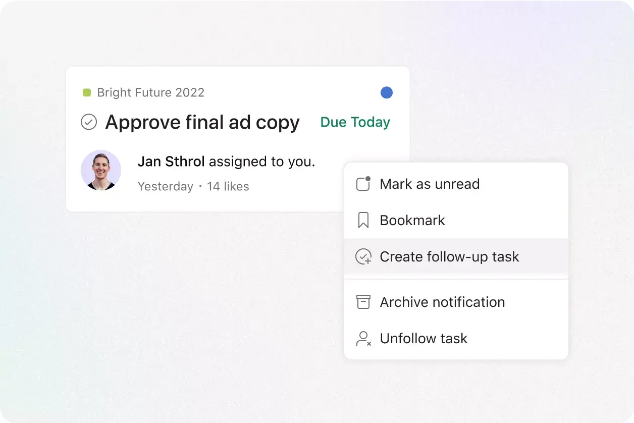 Create follow-up tasks from your inbox