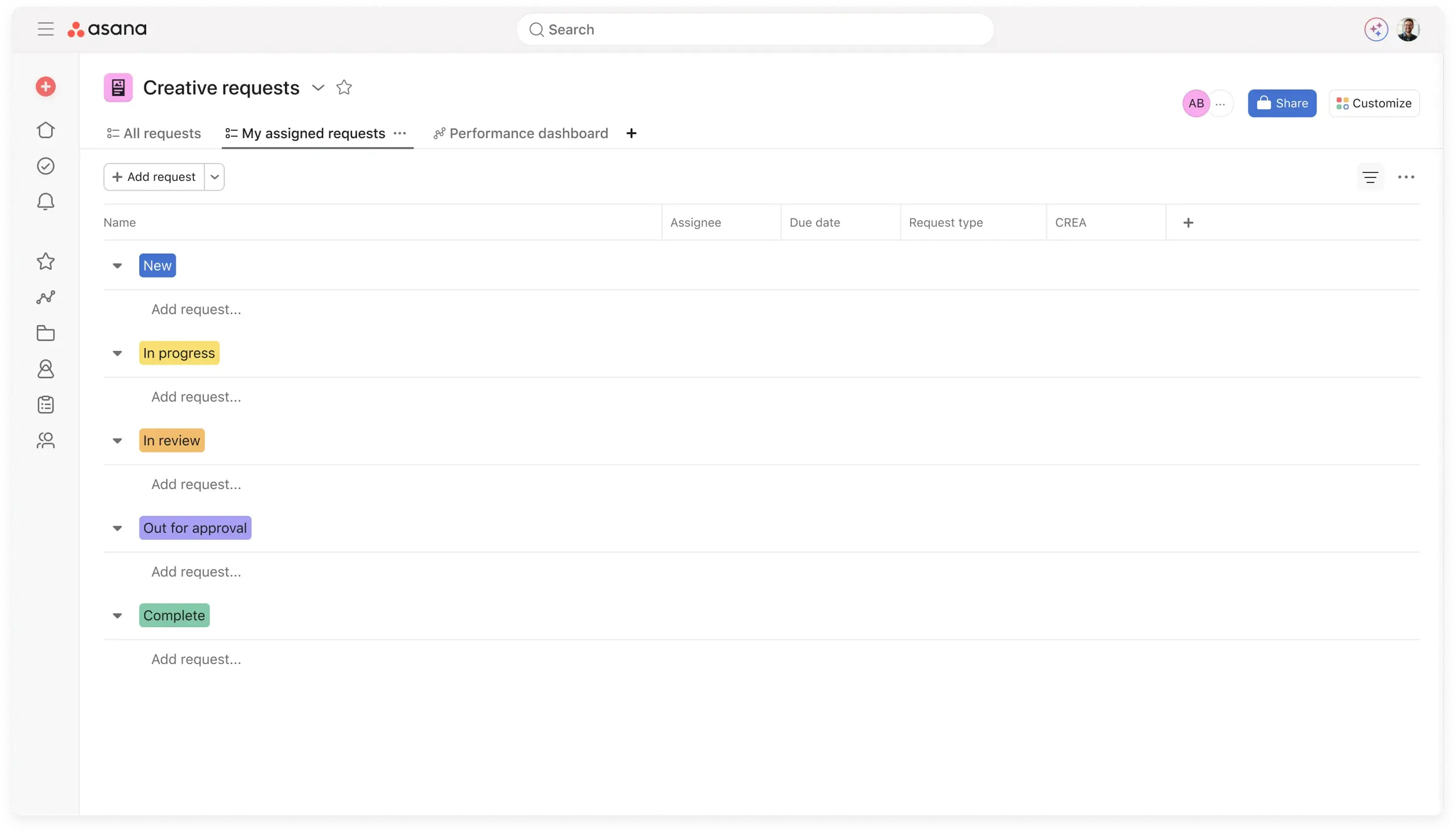 [Product UI] Creative requests project example (Lists)