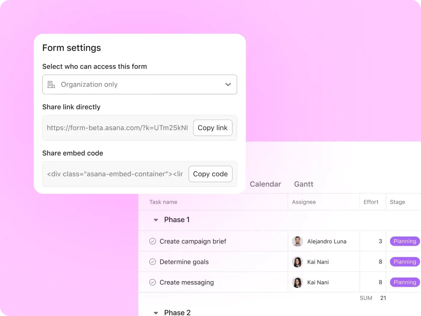 The settings and phase view of a workflow in Asana, a workflow management software.