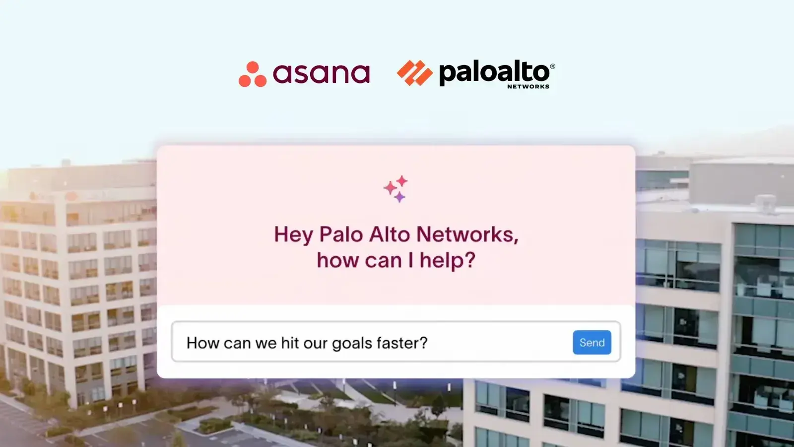 AI chat bubble responding to a user with the prompt "Hey Palo Alto Networks, how can I help you?" 