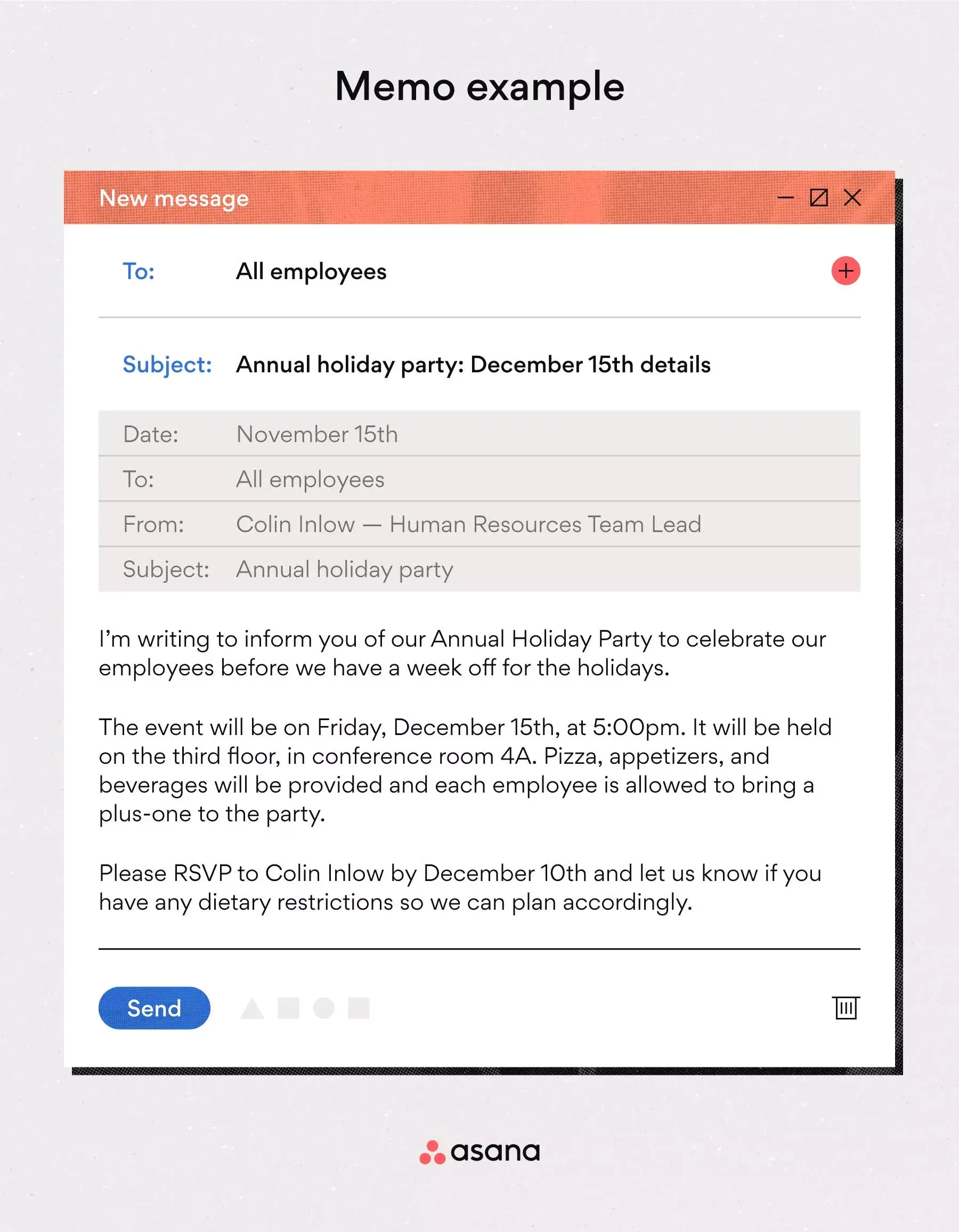 [Inline illustration] annual holiday party memo (example)