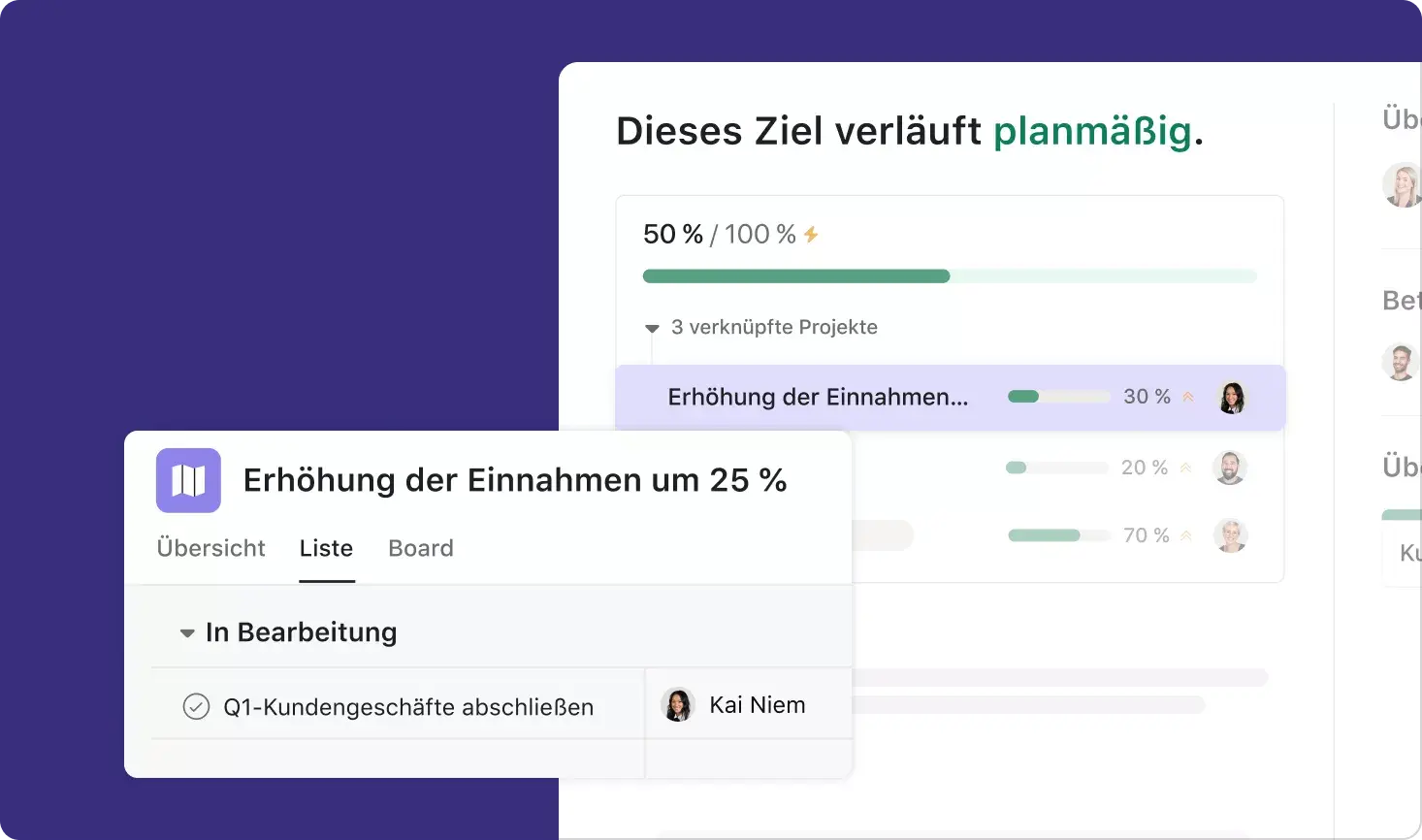 Setzen und verfolgen Ziele im gesamten Unternehmen