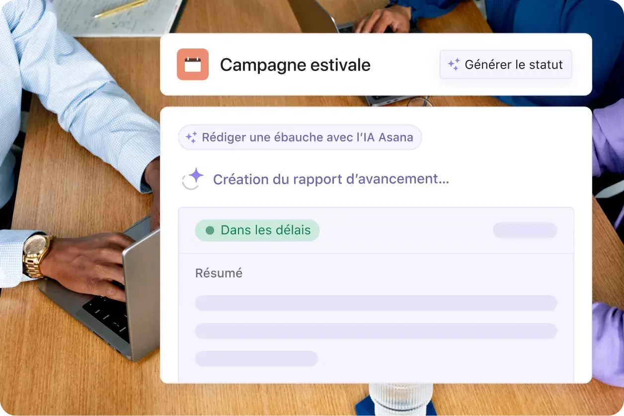 Gestion des campagnes avec l’IA sur Asana - Interface utilisateur produit 