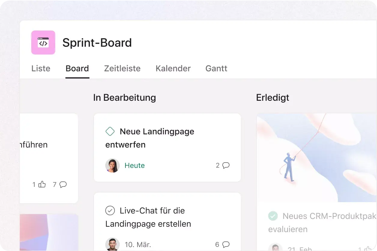 Produkt-UI für Boards in Asana