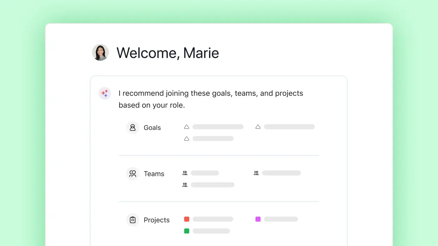 Immagine dell’interfaccia utente del prodotto per l’onboarding dei dipendenti in Asana