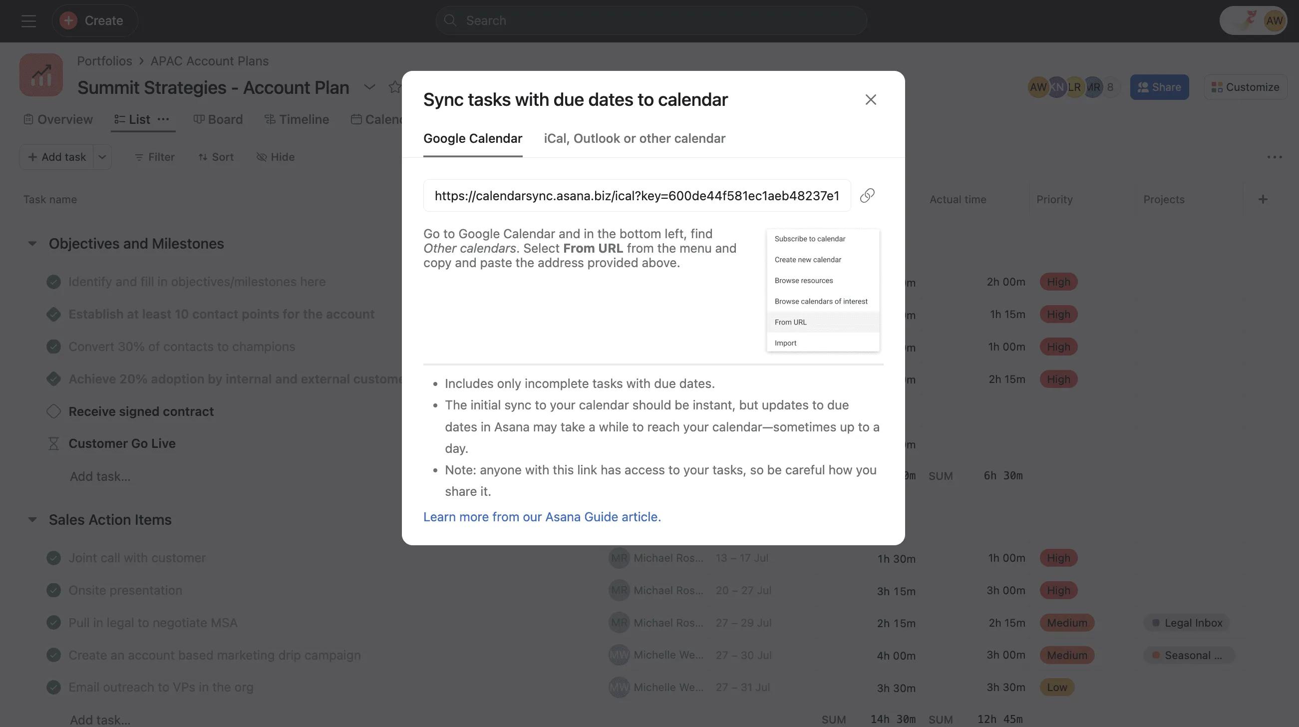sync to gcal