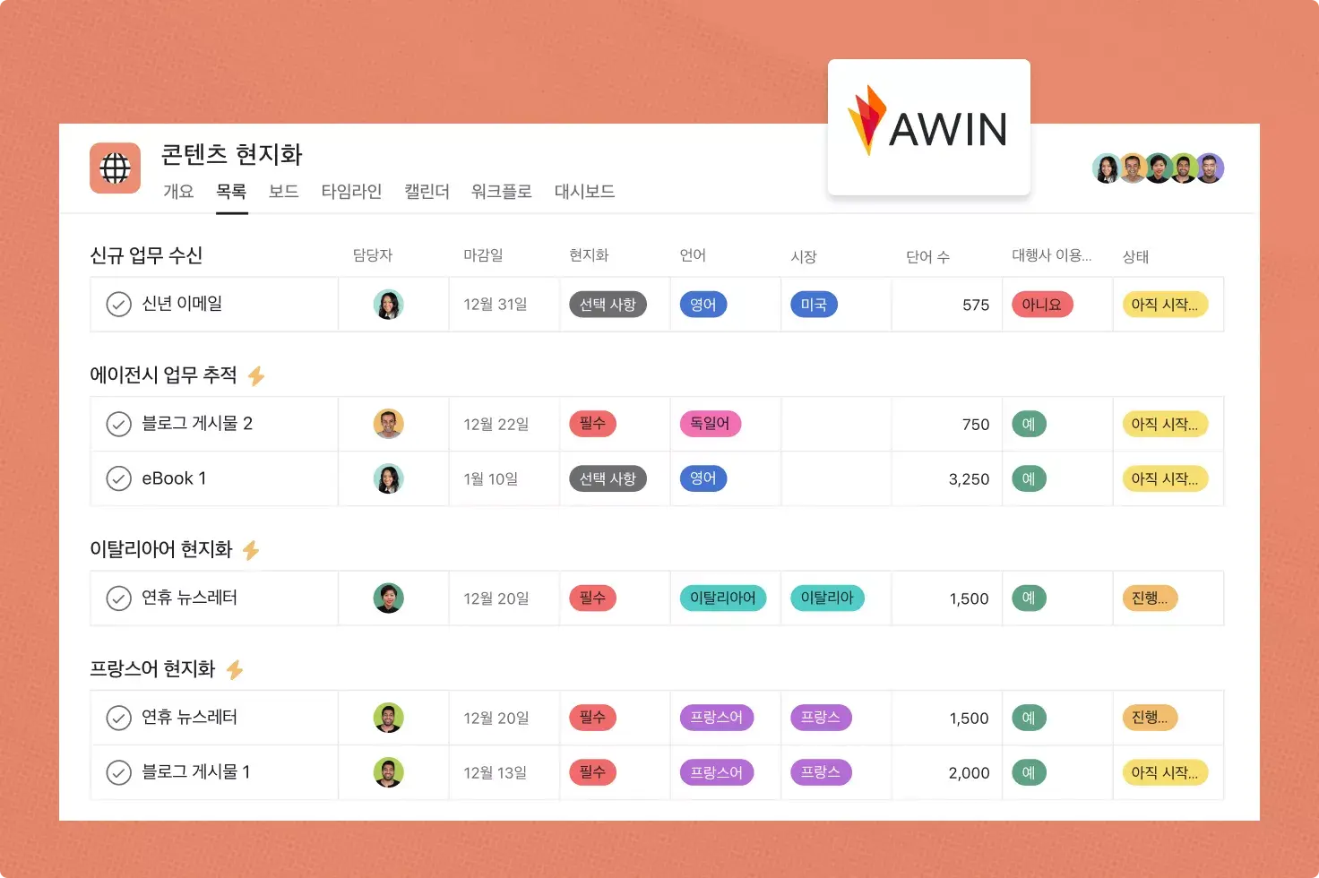 Awin은 현지화 워크플로 자동화에 Asana를 사용합니다