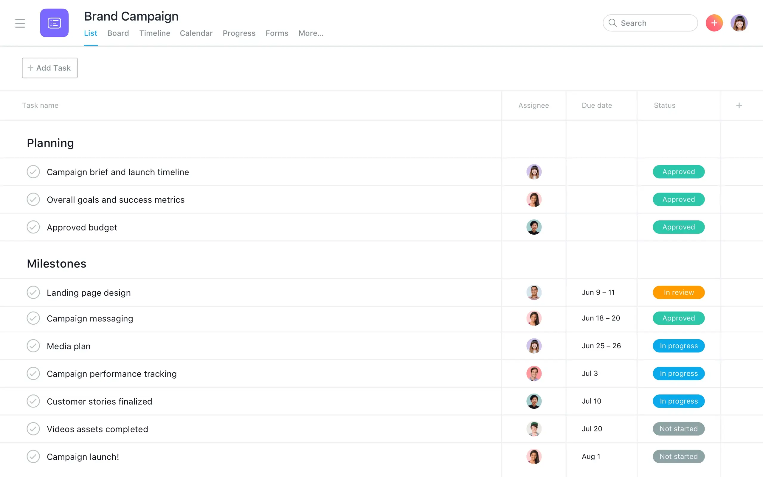 Asana Product UI brand campaign