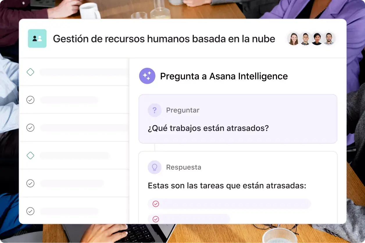 Asana Intelligence: interfaz de usuario del producto