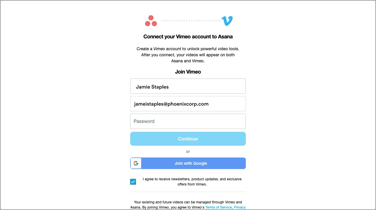 email for vimeo