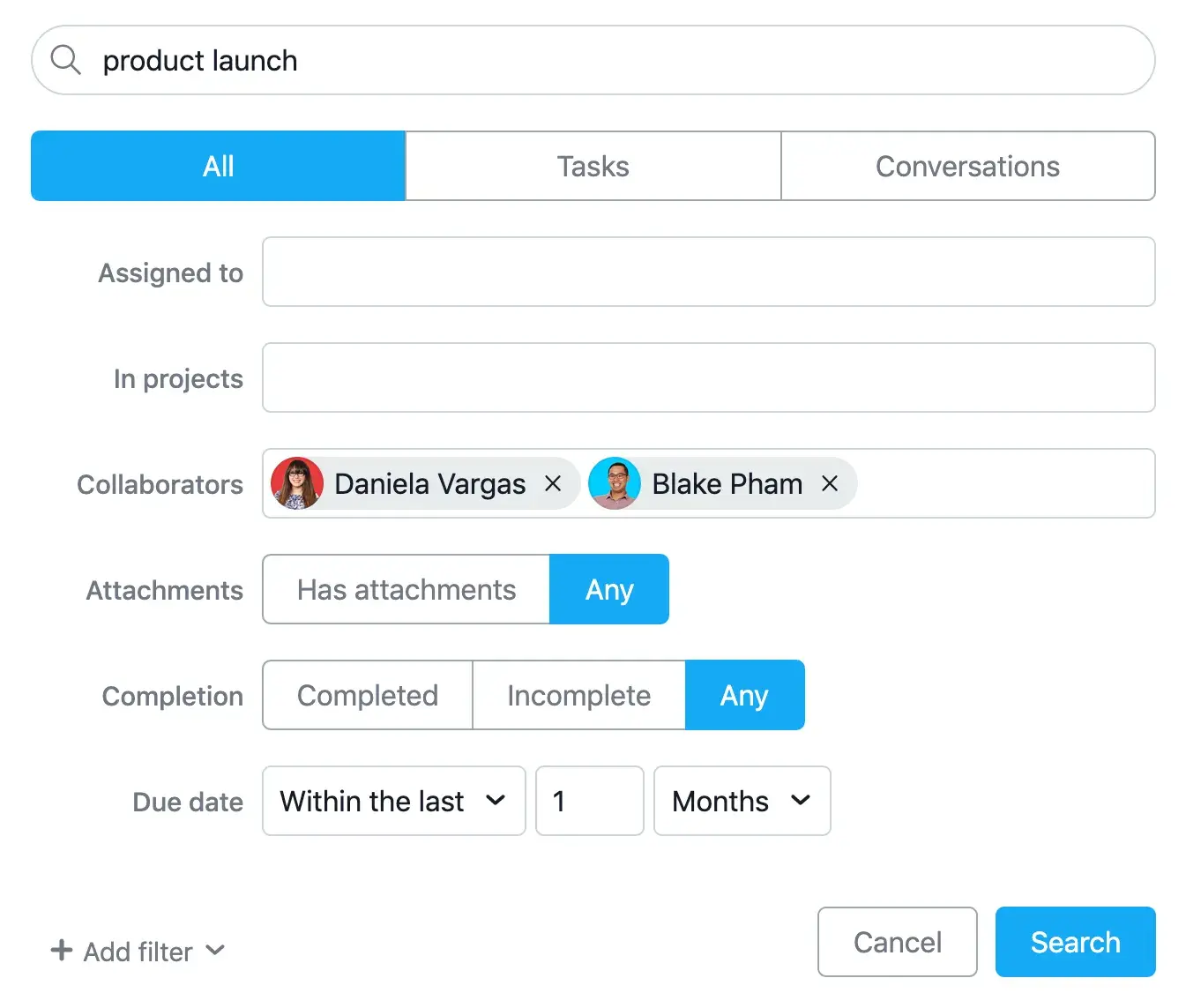 Asana search tool