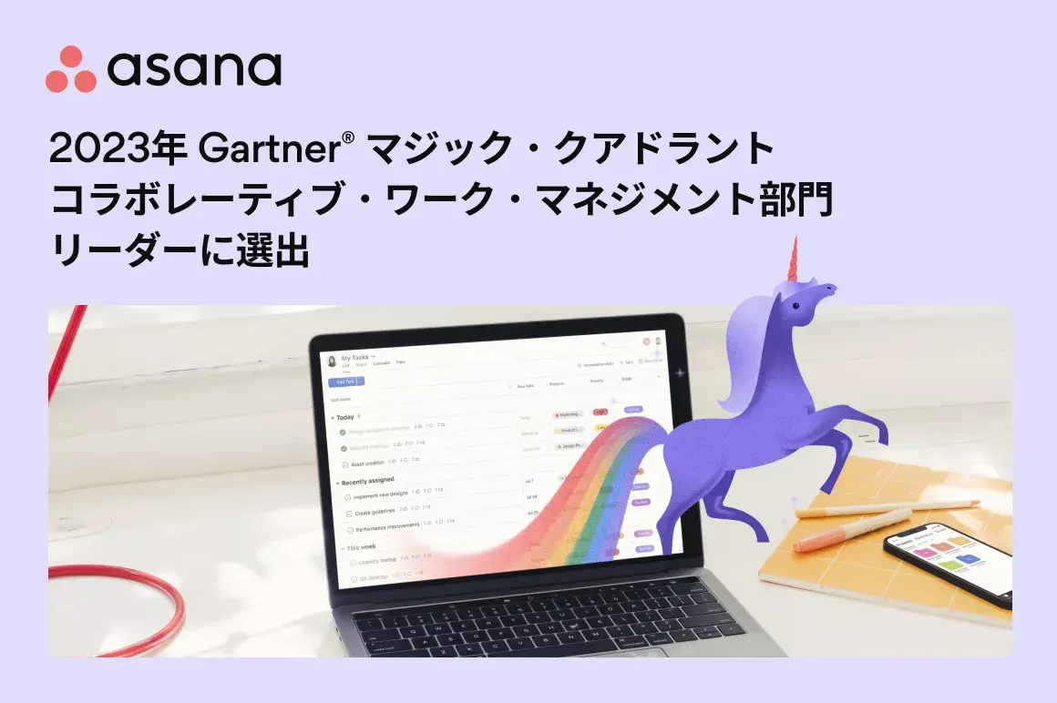 Gartner®️ マジック・クアドラント 2023年️の「コラボレーティブワークマネジメント」部門 • Asana
