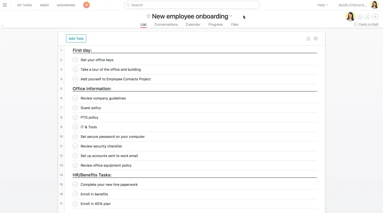 New employee onboarding template