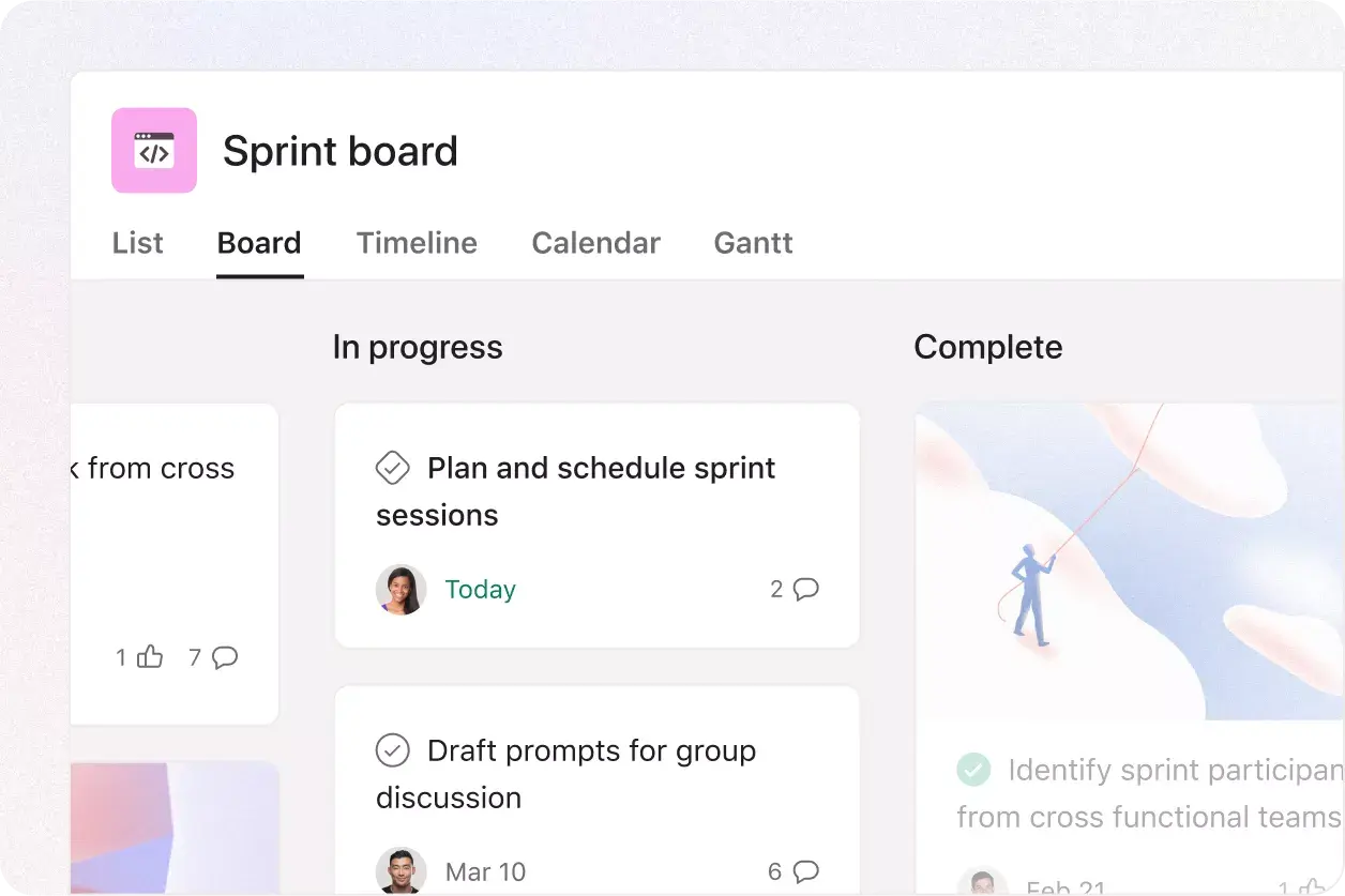 Product UI for boards in Asana