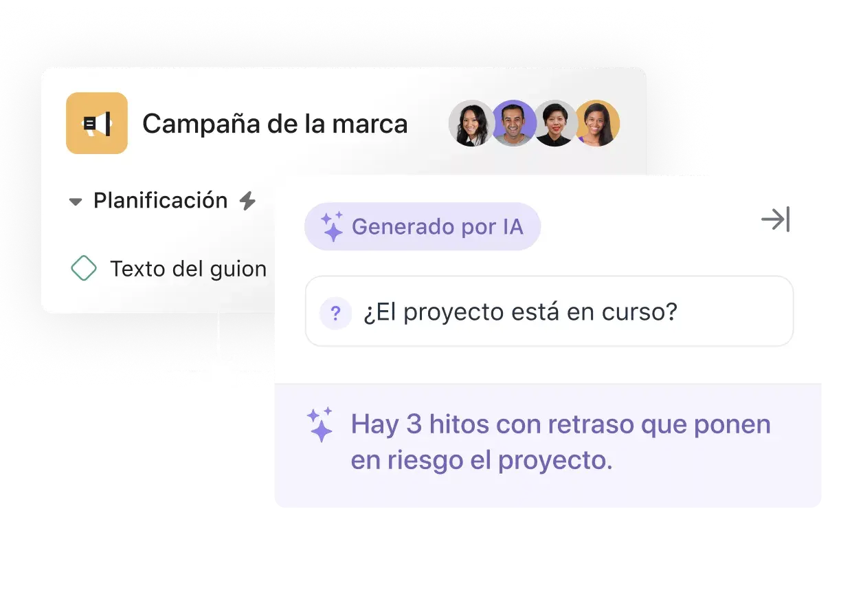 Pide a la IA de Asana las actualizaciones del proyecto